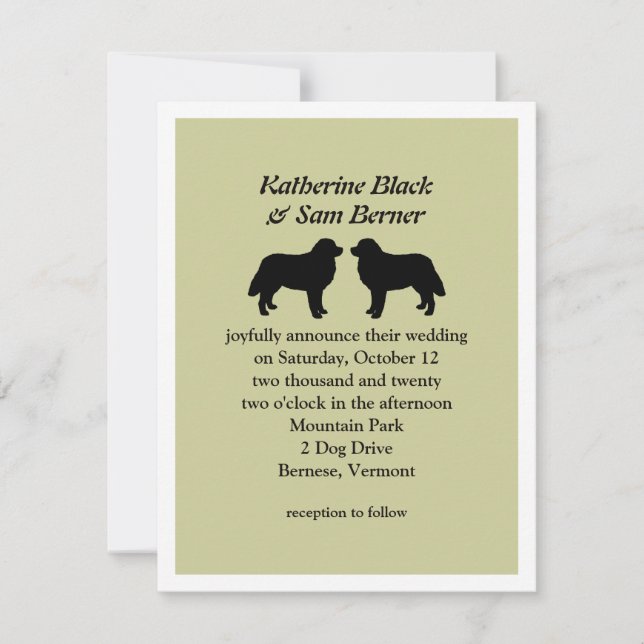 Bernese Mountain Dogs Wedding Invitation (Front)