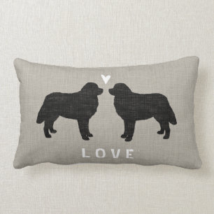 Bernese Mountain Dogs with Heart and Text Lumbar Cushion