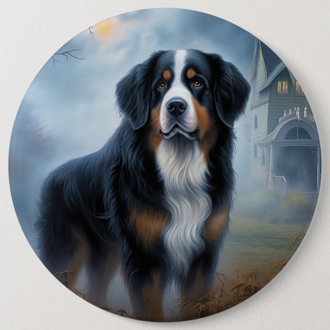 Bernese Mountain Halloween Scary 6 Cm Round Badge (Front)