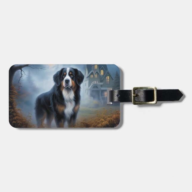 Bernese Mountain Halloween Scary Luggage Tag (Front Horizontal)