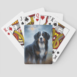 Bernese Mountain Halloween Scary Playing Cards