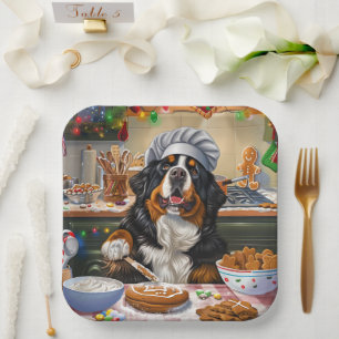 Bernese Mountain Holiday Baking: Festive Christmas Paper Plate