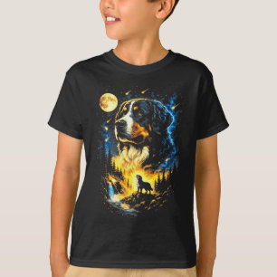 Bernese mountain howling to the moon vintage 90s T-Shirt