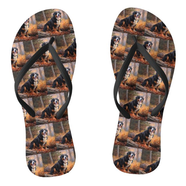 Bernese Mountain in Autumn Leaves Fall Inspire  Jandals (Footbed)