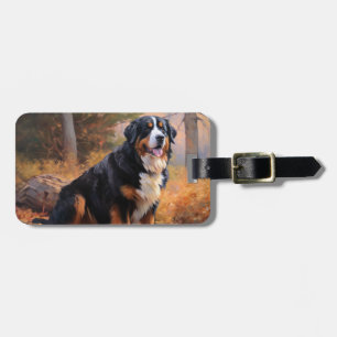 Bernese Mountain in Autumn Leaves Fall Inspire  Luggage Tag