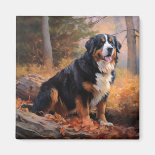Bernese Mountain in Autumn Leaves Fall Inspire  Magnet
