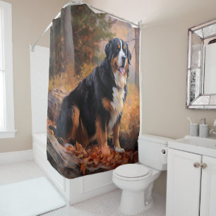 Bernese Mountain in Autumn Leaves Fall Inspire Shower Curtain