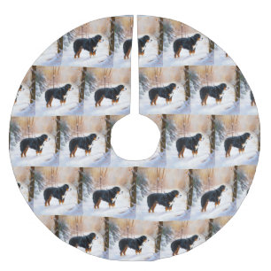 Bernese Mountain Let It Snow Christmas Brushed Polyester Tree Skirt