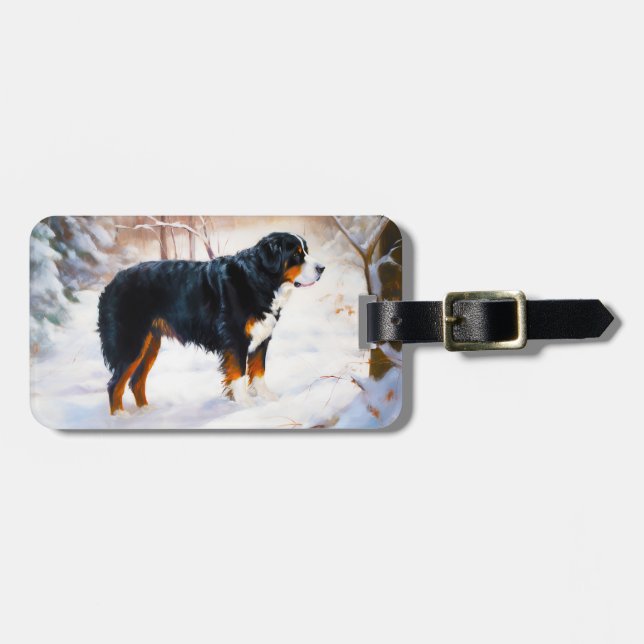 Bernese Mountain Let It Snow Christmas  Luggage Tag (Front Horizontal)