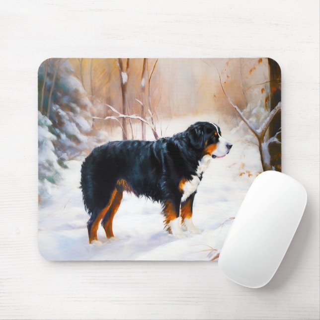 Bernese Mountain Let It Snow Christmas  Mouse Pad (With Mouse)
