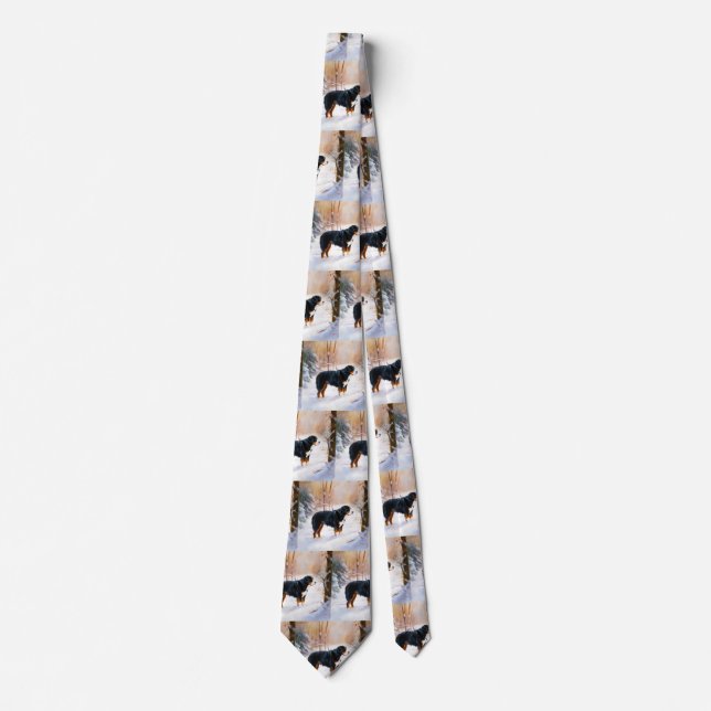 Bernese Mountain Let It Snow Christmas  Tie (Front)