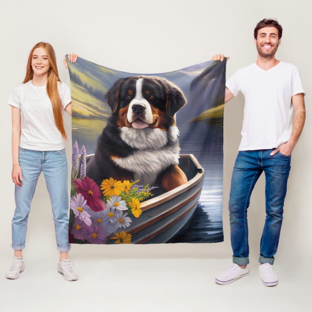 Bernese Mountain on a Paddle: A Scenic Adventure Fleece Blanket (In Situ)