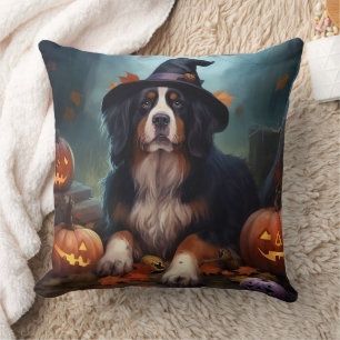 Bernese Mountain Pumpkins Halloween Scary Cushion