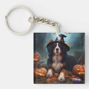 Bernese Mountain Pumpkins Halloween Scary Key Ring