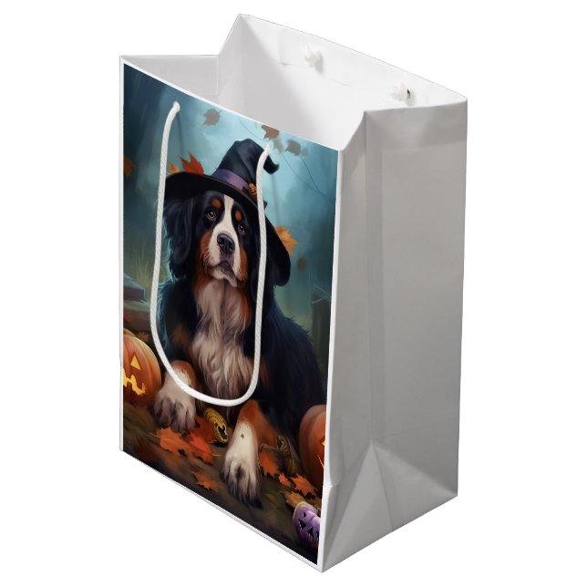 Bernese Mountain Pumpkins Halloween Scary Medium Gift Bag (Front Angled)