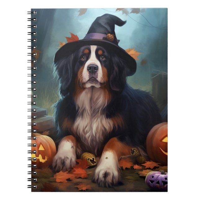 Bernese Mountain Pumpkins Halloween Scary Notebook (Front)