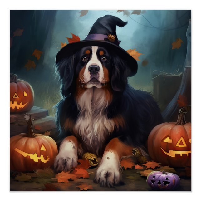 Bernese Mountain Pumpkins Halloween Scary Poster (Front)