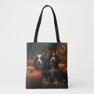 Bernese Mountain Puppy Autumn Delight Pumpkin Tote Bag