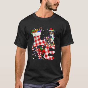 Bernese Mountain Santa Christmas Tree Lights Xmas T-Shirt
