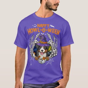 Bernese Mountain Skeleton Heart Happy HowlOWeen Co T-Shirt