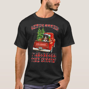 Bernese Mountain Through The Snow Christmas Truck T-Shirt