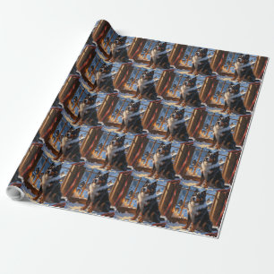 Bernese Mountain With Christmas Lights Holiday Wrapping Paper
