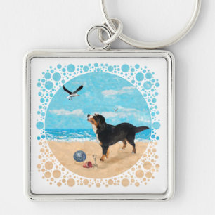 Bernese Mt. Dog at the Beach Key Ring
