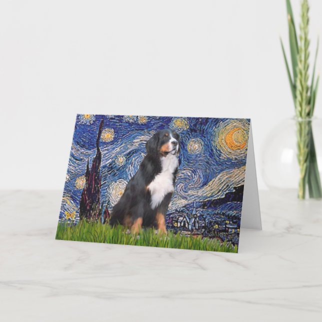 Bernese - Starry Night Card (Front)