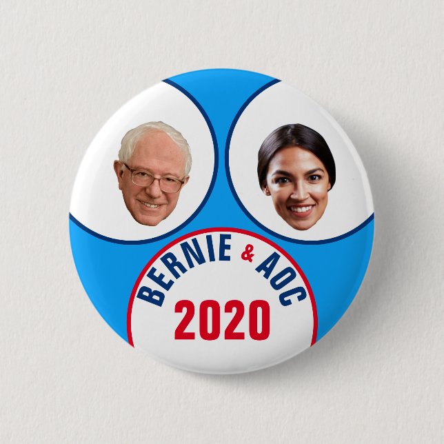 Bernie & AOC 2020 6 Cm Round Badge (Front)
