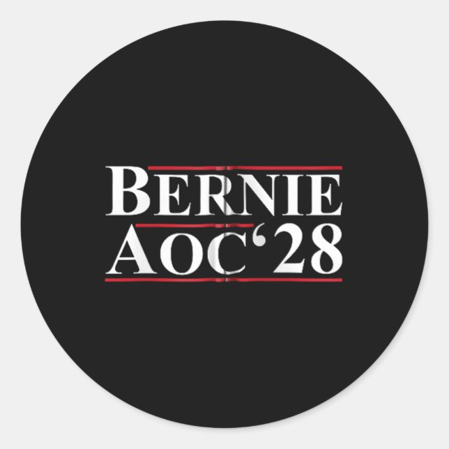 Bernie Aoc 2028 Bernie Sanders Alexandria Cortez P Classic Round Sticker (Front)
