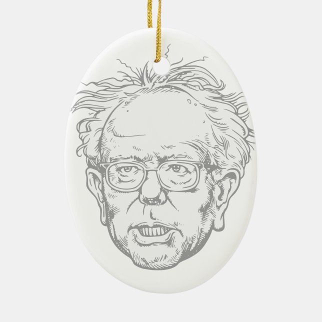Bernie Caricature Ceramic Tree Decoration (Back)