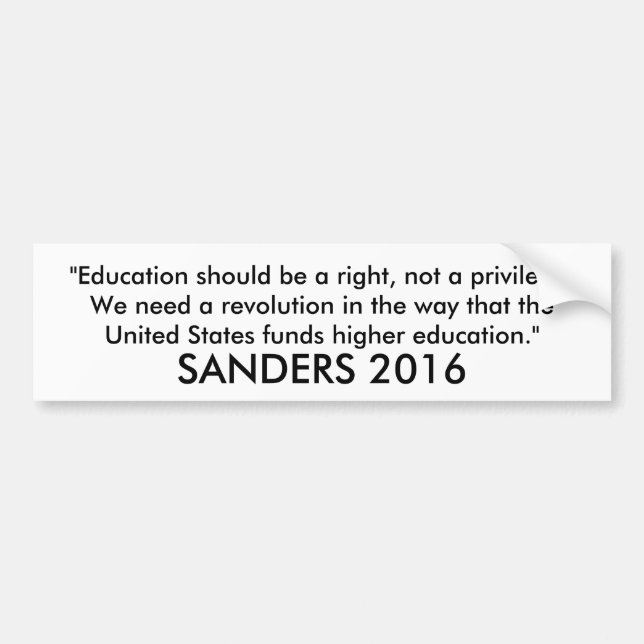 Bernie Sanders 2016 Bumper Sticker (Front)