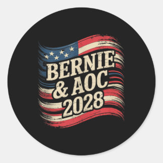 Bernie Sanders And Aoc 2028 For President Campaign Classic Round Sticker