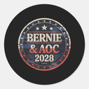Bernie Sanders And Aoc 2028 For President Campaign Classic Round Sticker