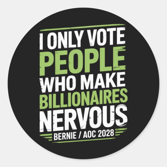 Bernie Sanders And Aoc 2028 For President Campaign Classic Round Sticker (Front)