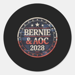 Bernie Sanders And Aoc 2028 For President Campaign Classic Round Sticker