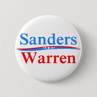 BERNIE SANDERS - ELIZABETH WARREN 2016 PRESIDENT 6 CM ROUND BADGE