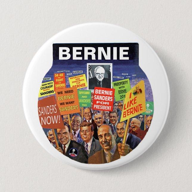 BERNIE SANDERS FOR PRESIDENT 2016 7.5 CM ROUND BADGE (Front)