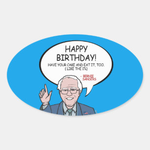 Bernie Sanders Greeting - Happy Birthday -.png Oval Sticker