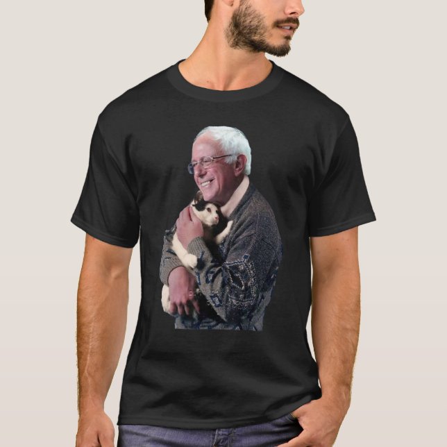Bernie Sanders Hugging Cat Shirt Cute Animal Lover (Front)