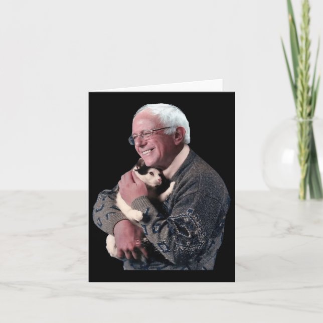Bernie Sanders Hugging Cat Shirt Cute Animal Lover Card (Front)