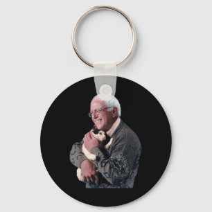 Bernie Sanders Hugging Cat Shirt Cute Animal Lover Key Ring
