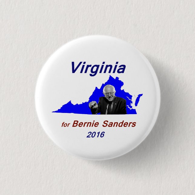 Bernie Sanders in the outline of Virginia 3 Cm Round Badge (Front)