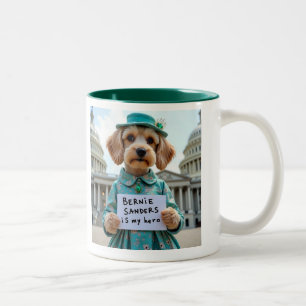 Bernie Sanders Is MY hero Cute Dog Two-Tone Coffee Mug