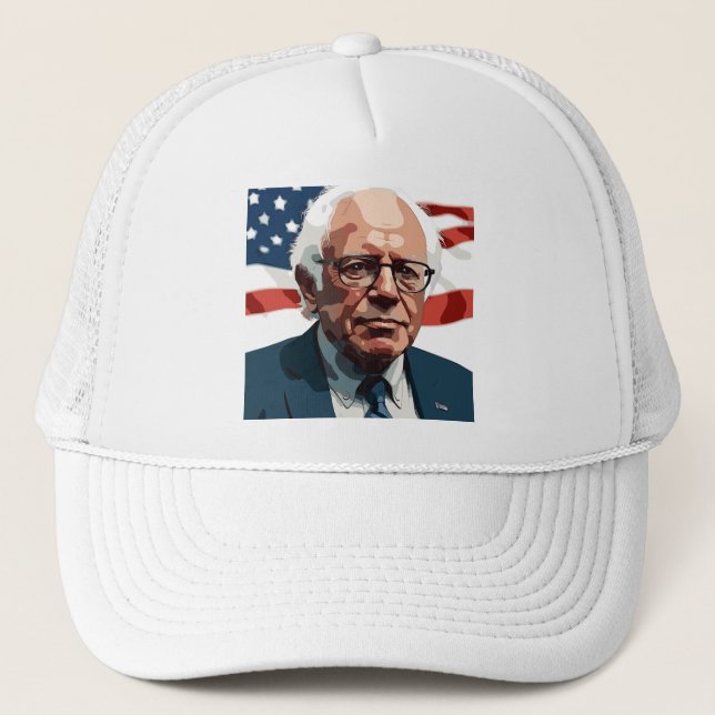 Bernie Sanders Portrait Trucker Hat (Front)