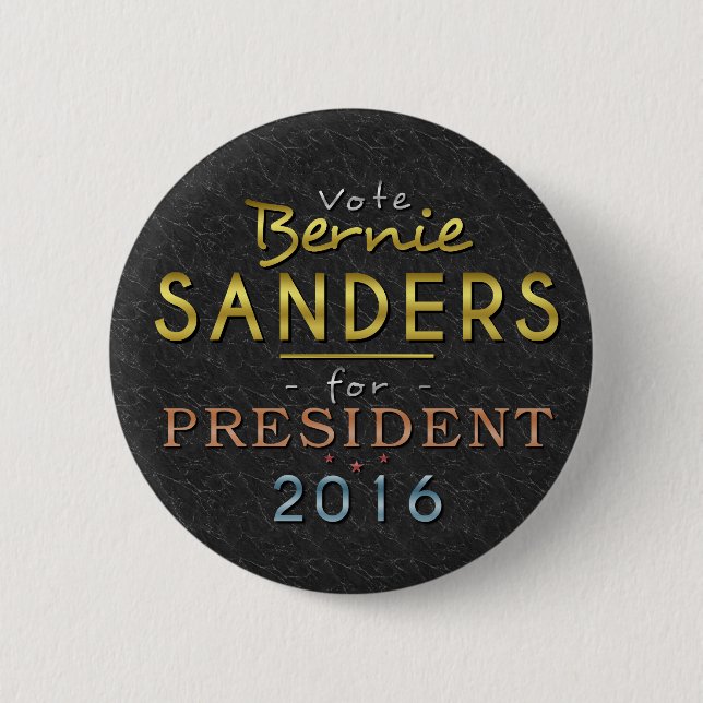 Bernie Sanders President 2016 Gold Black Classy 6 Cm Round Badge (Front)