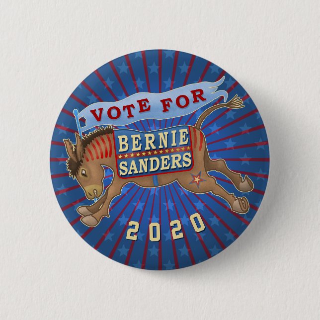 Bernie Sanders President 2020 Democrat Donkey v2 6 Cm Round Badge (Front)