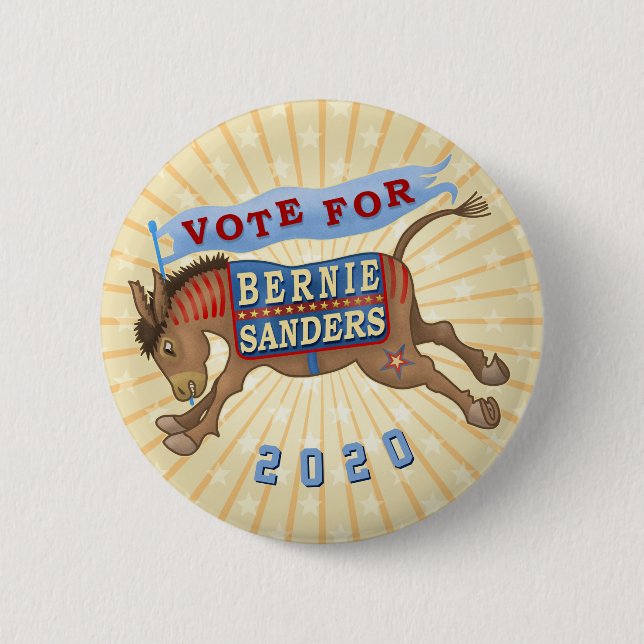 Bernie Sanders President 2020 Democrat Donkey v2 6 Cm Round Badge (Front)