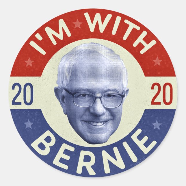 Bernie Sanders President 2020 Democrat Photo Retro Classic Round Sticker (Front)