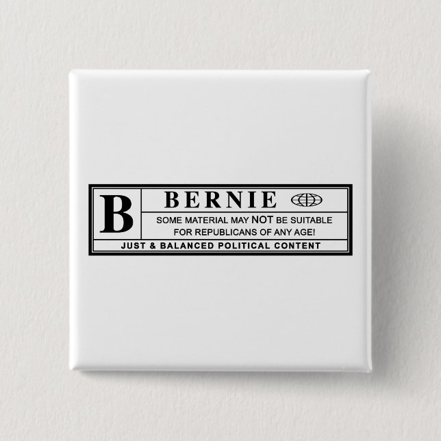Bernie Sanders Warning Label 15 Cm Square Badge (Front)